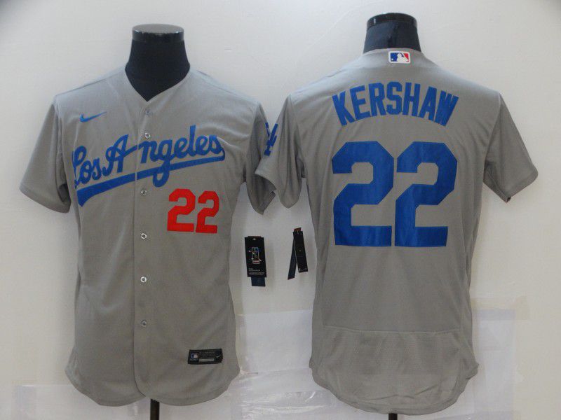 Men Los Angeles Dodgers #22 Kershaw Grey Elite 2021 Nike MLB Jerseys->los angeles dodgers->MLB Jersey